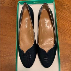 Brand new J. Renee Bambalina lizard print Navy 7W